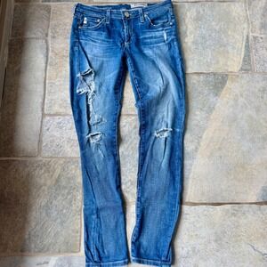 Y2K AG Adriano Goldschmied "The Legging Ankle" Distressed Skinny Jeans Size 27/4